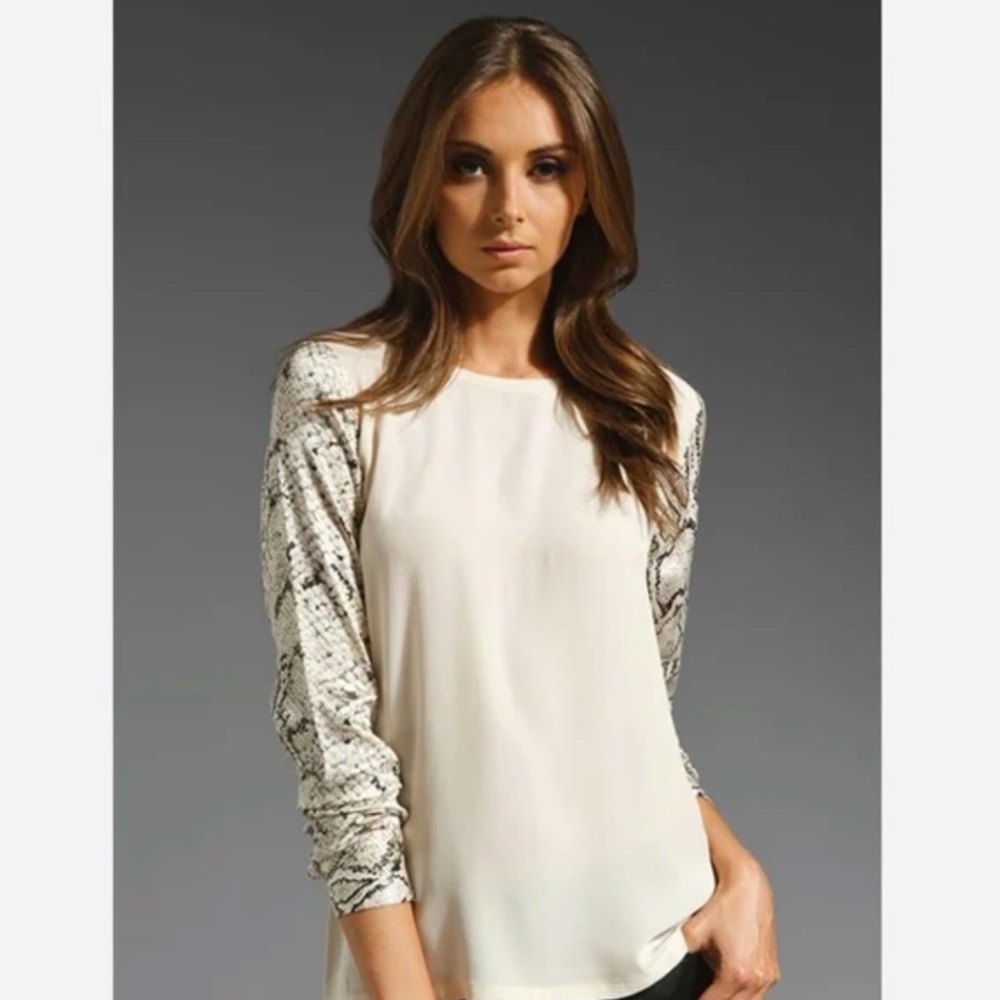 Equipment Femme Python Silk Long Sleeve Top